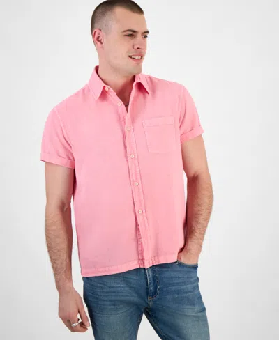 Sun + Stone Men's Blake Linen Chambray Short Sleeve Button-front Shirt, Created For Macy's In Pink Hydra