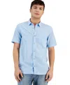 Sun + Stone Sun Stone Mens Blake Linen Chambray Short Sleeve Button Front Shirt Cargo Shorts Floral Print T Shir In Skysail Blue