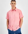 Sun + Stone Men's Blake Linen Chambray Short Sleeve Button-front Shirt, Created For Macy's In Spring Strawberry