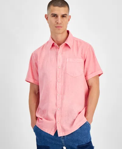 Sun + Stone Men's Blake Linen Chambray Short Sleeve Button-front Shirt, Created For Macy's In Spring Strawberry