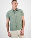 Sun + Stone Men's Blake Linen Chambray Short Sleeve Button-front Shirt, Created For Macy's In Vintage Sage