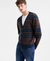 Sun + Stone Men's Blake Long-sleeve Brushed Stripe Cardigan, Macy's Exclusive In Brown