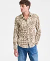 Sun + Stone Men's Bonds Long-sleeve Cotton Patchwork-print Corduroy Shirt, Macy's Exclusive In Multi