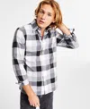 Sun + Stone Men's Burke Regular-fit Plaid Button-down Shirt, Created For Macy's In Titanium Grey