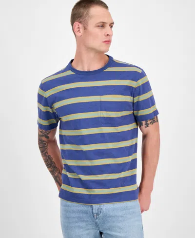 Sun + Stone Men's Cambridge Short Sleeve Crewneck Striped T-shirt, Exclusively At Macy's In Blue