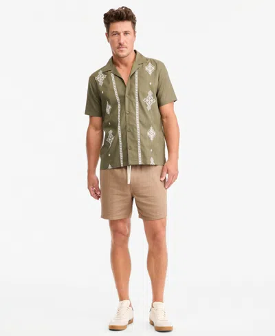 Sun + Stone Men's Chase Regular-fit 6" Linen Blend Shorts, Exclusively At Macy's In Green