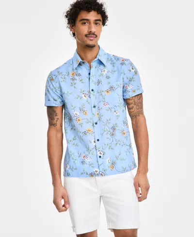 Sun + Stone Men's Clyde Floral Shirt, Exclusively At Macy's In Serenity