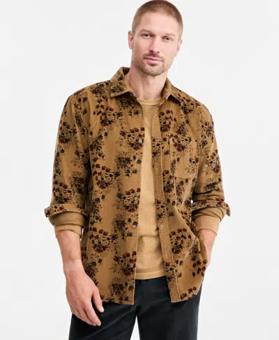 Sun + Stone Men's Corduroy Paisley Floral Shirt, Macy's Exclusive In Brown