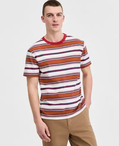 Sun + Stone Men's Cotton Chance Striped Crewneck T-shirt, Macy's Exclusive In Multi