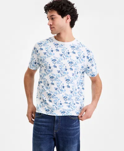 Sun + Stone Men's Cotton Coastal Daisy Printed T-shirt, Macy's Exclusive In Blue