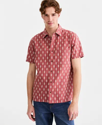Sun + Stone Men's Cotton Geo-print Short-sleeve Shirt, Macy's Exclusive In Multi
