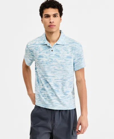 Sun + Stone Men's Cotton Reflection Camo Polo Shirt, Macy's Exclusive In Blue