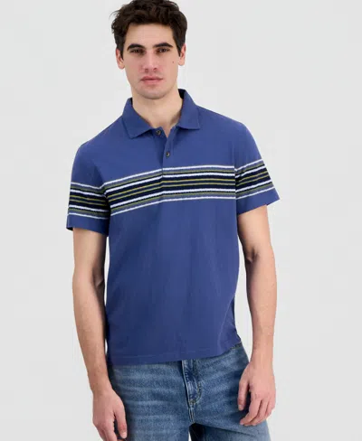 Sun + Stone Men's Cotton Striped Short-sleeve Polo Shirt, Macy's Exclusive In Blue