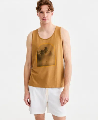 Sun + Stone Men's Cotton Sun Surfer Graphic Tank Top, Macy's Exclusive In Yellow