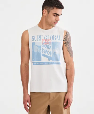 Sun + Stone Men's Cotton Surf Global Graphic Tank Top, Macy's Exclusive In White