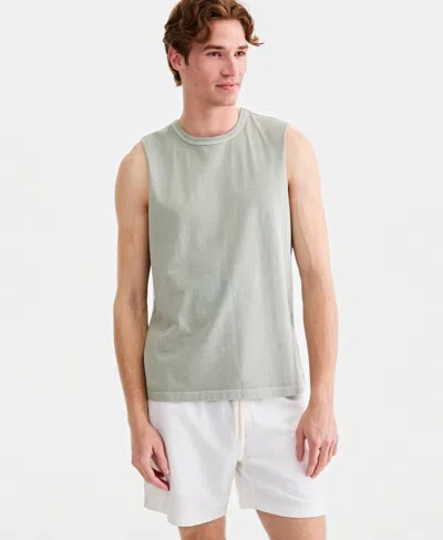 Sun + Stone Men's Cotton Washed Solid-color Muscle Tank Top, Macy's Exclusive In Vintage Sage