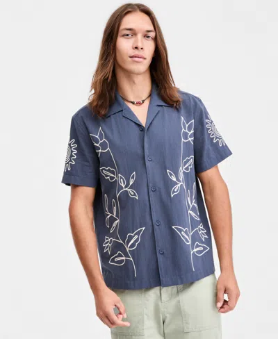 Sun + Stone Men's Danny Floral Camp Shirt, Macy's Exclusive In Blue