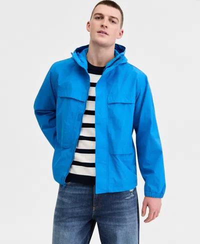 Sun + Stone Men's Deckhand Hooded Utility Jacket, Macy's Exclusive In Blue