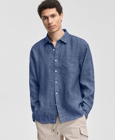 Sun + Stone Men's Devin Long-sleeve Linen Shirt, Macy's Exclusive In Blue