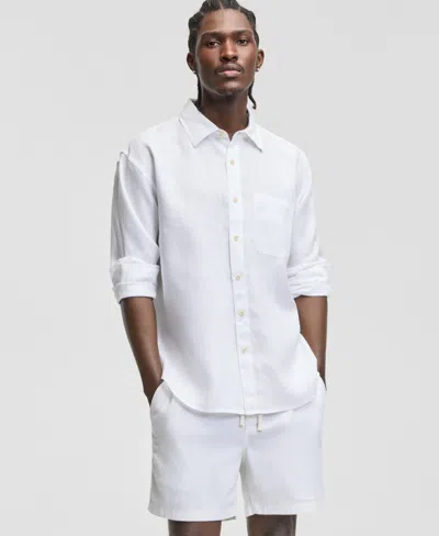 Sun + Stone Men's Devin Long-sleeve Linen Shirt, Macy's Exclusive In White