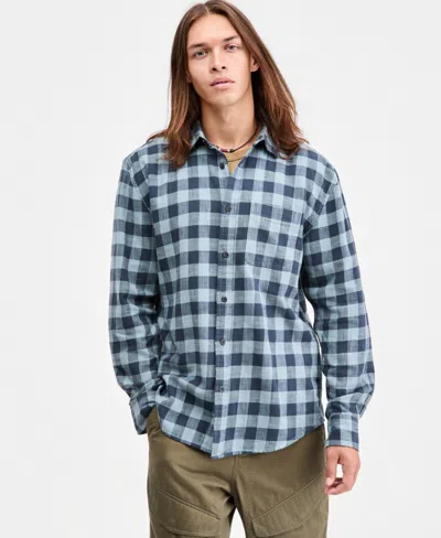 Sun + Stone Men's Drake Buffalo Plaid Long-sleeve Shirt, Macy's Exclusive In Blue
