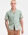 Sun + Stone Men's Embroidered Palm Shirt, Macy's Exclusive In Green