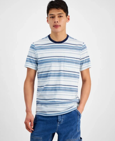 Sun + Stone Men's Felix Short Sleeve Crewneck Striped T-shirt, Created For Macy's In Dream Cloud Blu