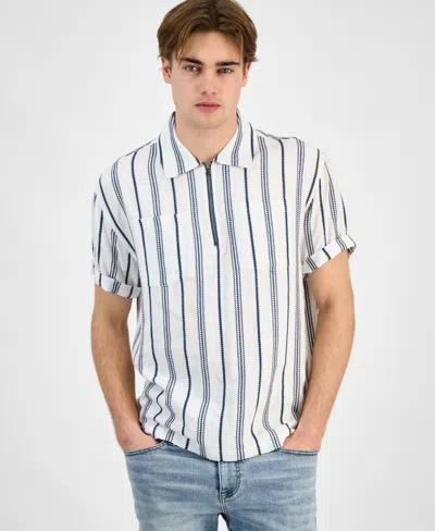 Sun + Stone Men's Felix Stripe Shirt, Exclusively At Macy's In Bright White