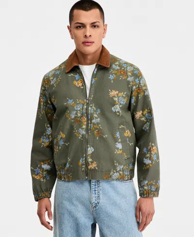 Sun + Stone Men's Floral Bunches Printed Zip Jacket, Macy's Exclusive In Green