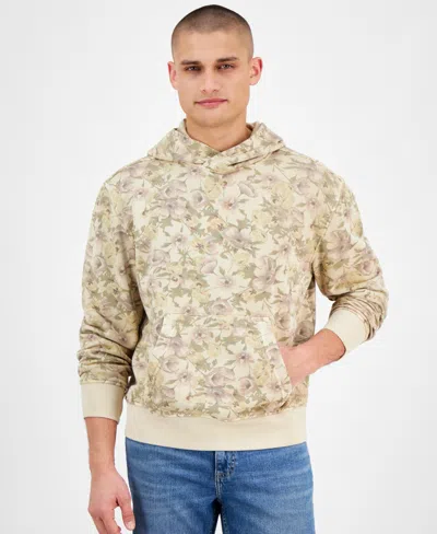 Sun + Stone Men's Floral Mash Hoodie, Exclusively At Macy's In Neutral