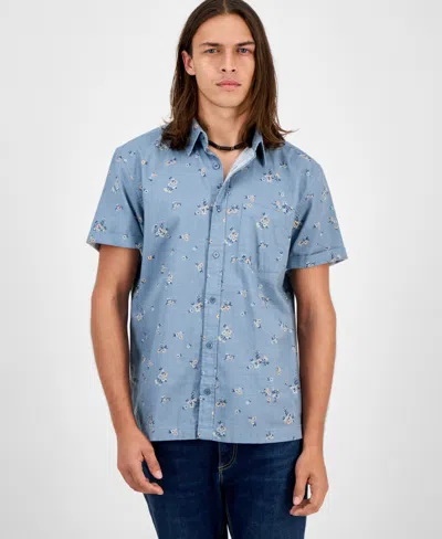 Sun + Stone Men's Floral-print Short-sleeve Shirt, Macy's Exclusive In Blue