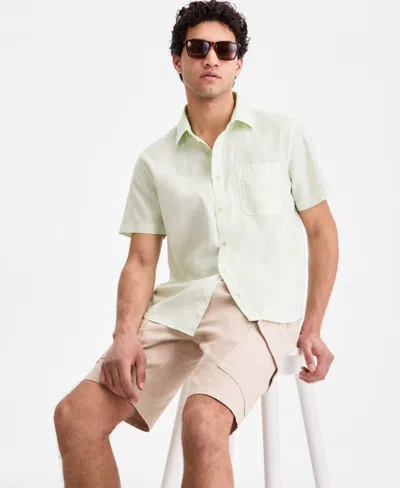 Sun + Stone Men's Garment Dyed Linen Blend Hero Shirt, Macy's Exclusive In Green