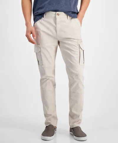 Sun + Stone Men's Garment-dyed Straight-fit Morrison Tapered Cargo Pants, Created For Macy's In Stone Block