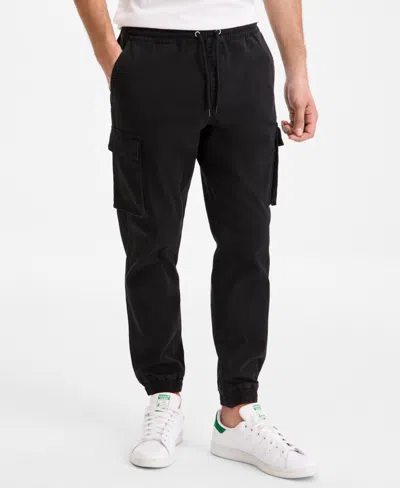 Sun + Stone Men's Garment-dyed Cargo Jogger Pants, Created For Macy's In Garment-dyed Deep Black