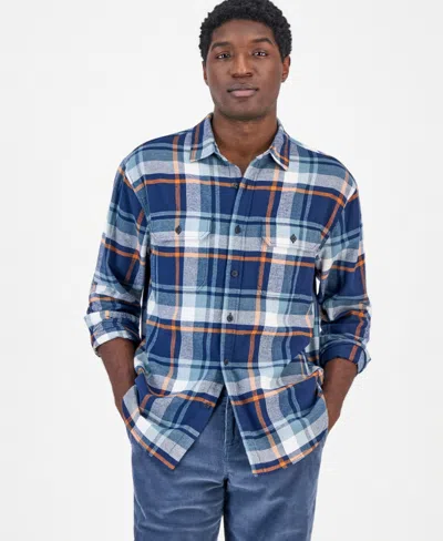 Sun + Stone Men's Hal Plaid Flannel Shirt, Macy's Exclusive In Blue
