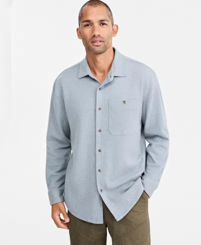 Sun + Stone Men's Heather-knit Long-sleeve Shirt, Macy's Exclusive In Gray