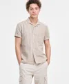 Sun + Stone Men's Hovey Textured Check Shirt, Exclusively At Macy's In Hummus