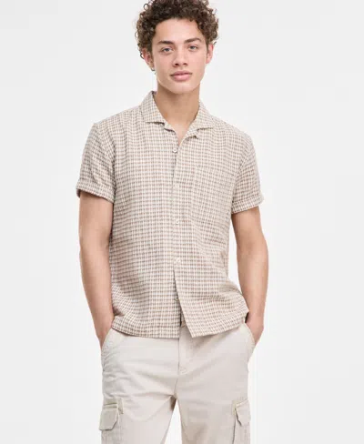 Sun + Stone Men's Hovey Textured Check Shirt, Exclusively At Macy's In Neutral