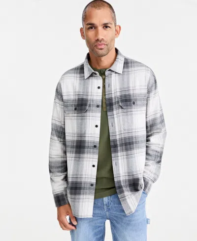 Sun + Stone Men's Isaac Plaid Flannel Shirt, Macy's Exclusive In Neutral