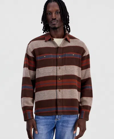Sun + Stone Men's Jim Blanket Stripe Long-sleeve Overshirt, Macy's Exclusive In Multi