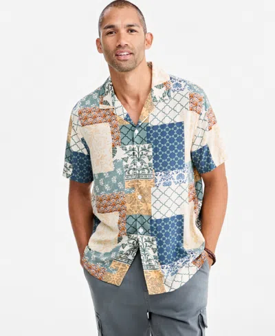 Sun + Stone Men's Jones Patchwork-print Camp Shirt, Macy's Exclusive In Multi