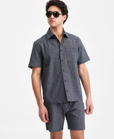 Sun + Stone Men's Jones Striped Short-sleeve Shirt, Macy's Exclusive In Blue