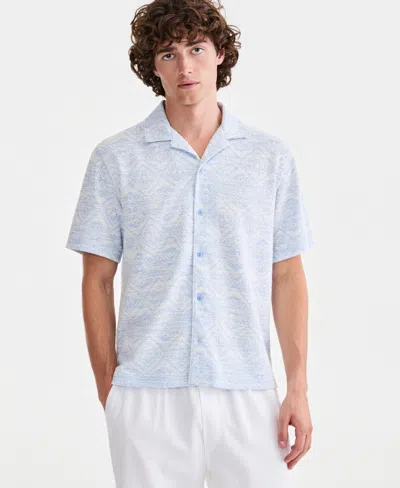 Sun + Stone Men's Knit Medallion-print Camp Shirt, Macy's Exclusive In Blue