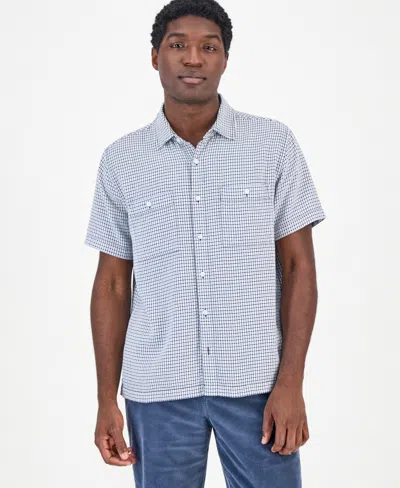 Sun + Stone Men's Lawrence Short-sleeve Dobby Plaid Shirt, Macy's Exclusive In Gray