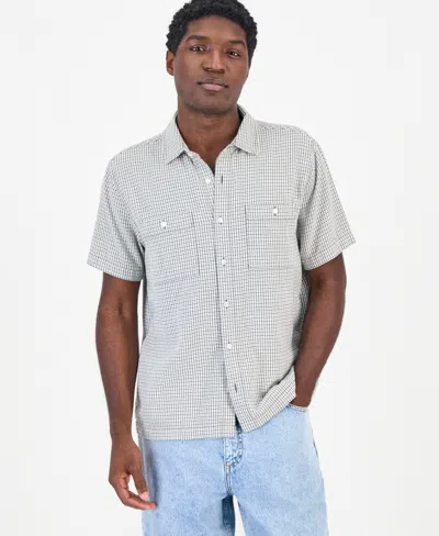 Sun + Stone Men's Lawrence Short-sleeve Dobby Plaid Shirt, Macy's Exclusive In Neutral