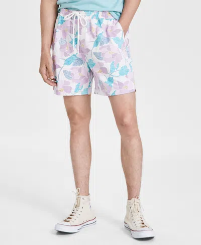Sun + Stone Men's Leaf-print Shorts, Created For Macy's In Floral White
