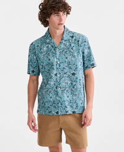 Sun + Stone Men's Linen & Cotton Floral-print Camp Shirt, Macy's Exclusive In Multi