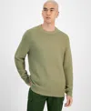Sun + Stone Men's Links Textured Crewneck Pullover Sweater, Created For Macy's In Hazy Sage