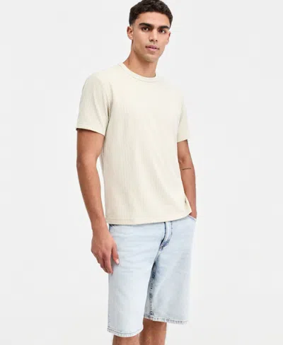Sun + Stone Men's Logan Stripe Jacquard T-shirt, Macy's Exclusive In White