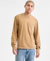 Sun + Stone Men's Long-sleeve Cotton T-shirt, Macy's Exclusive In Brown